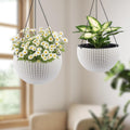 White Self-Watering Hanging Planter
