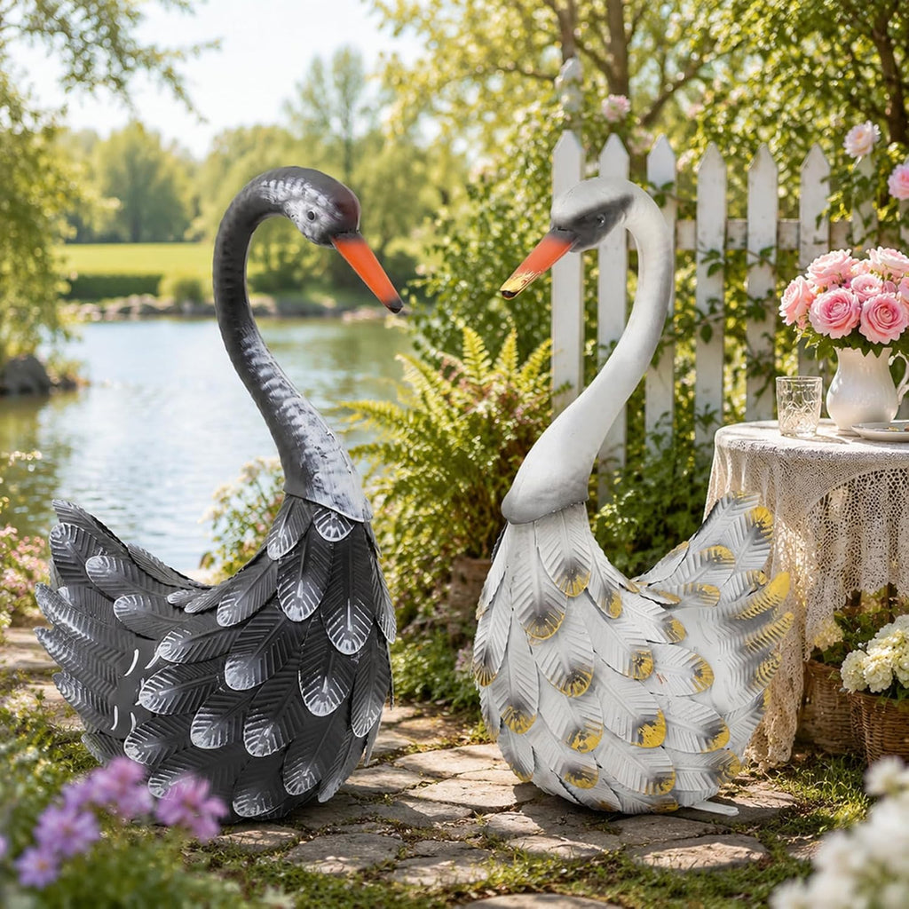 Metal Swan Garden Statues