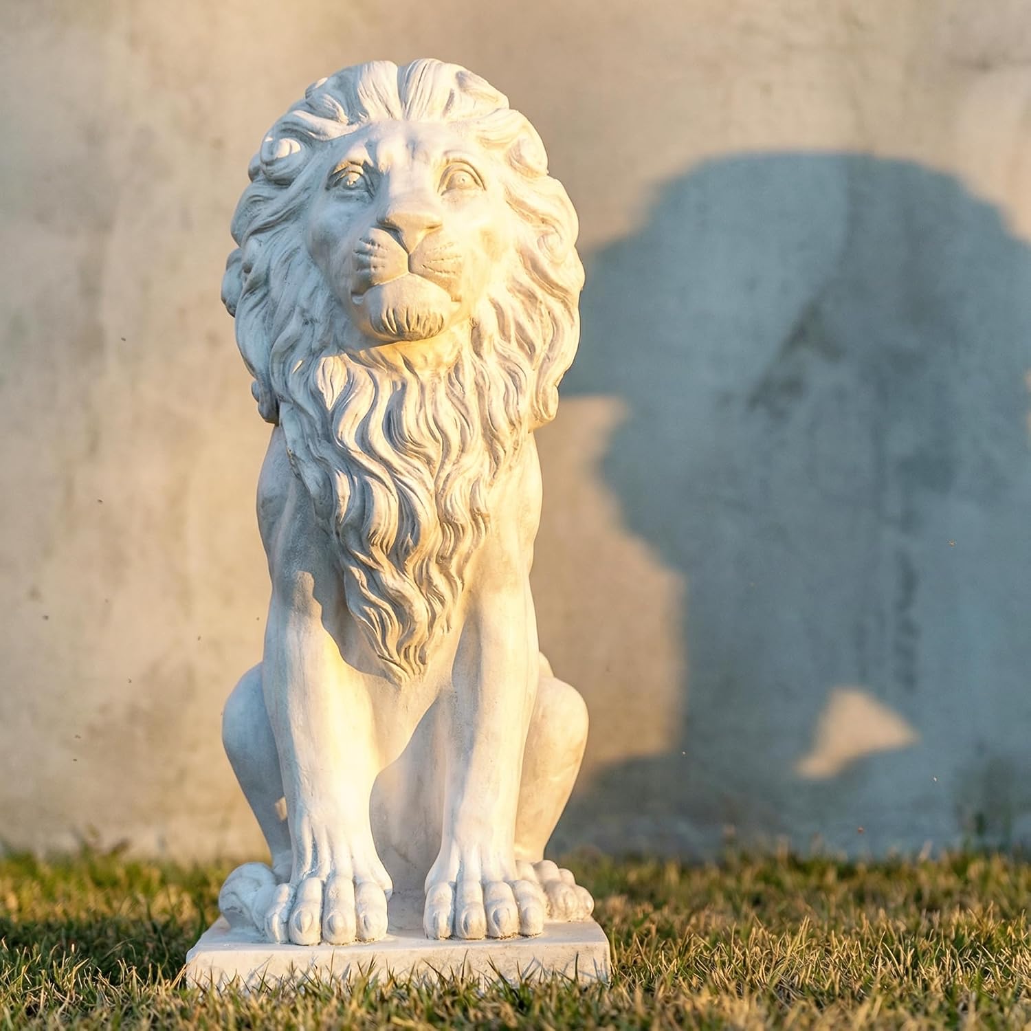 White Stone Lion Garden Statue