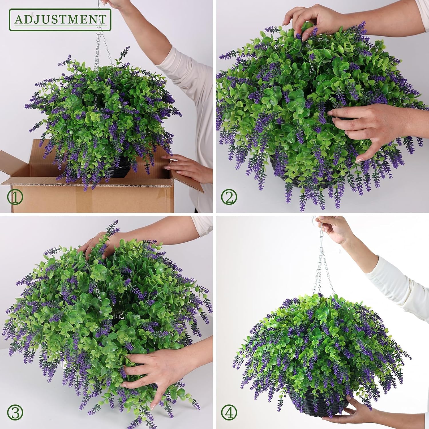 2 Pack Artificial Lavender Eucalyptus Hanging Baskets