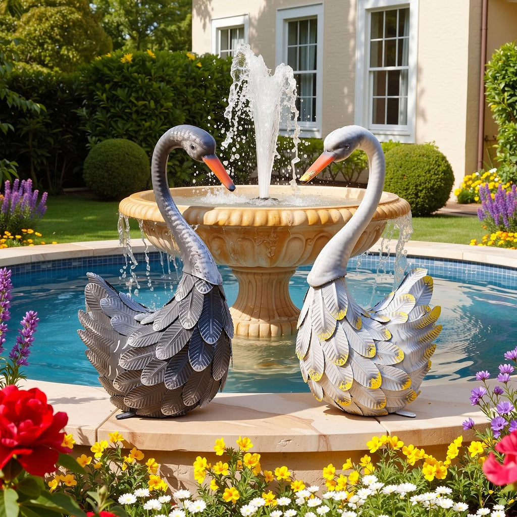 Metal Swan Garden Statues