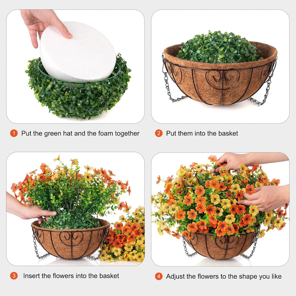 Orange Artificial Fall Hanging Mums