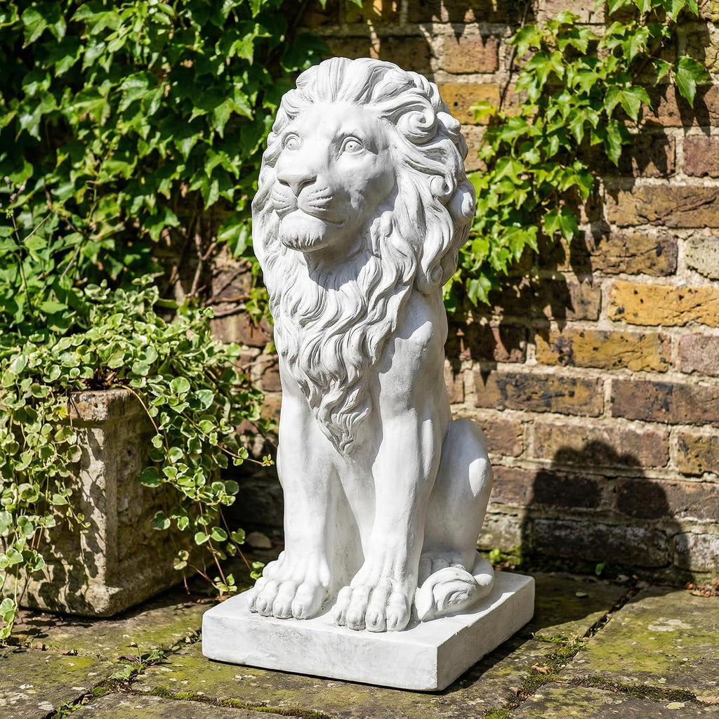 White Stone Lion Garden Statue
