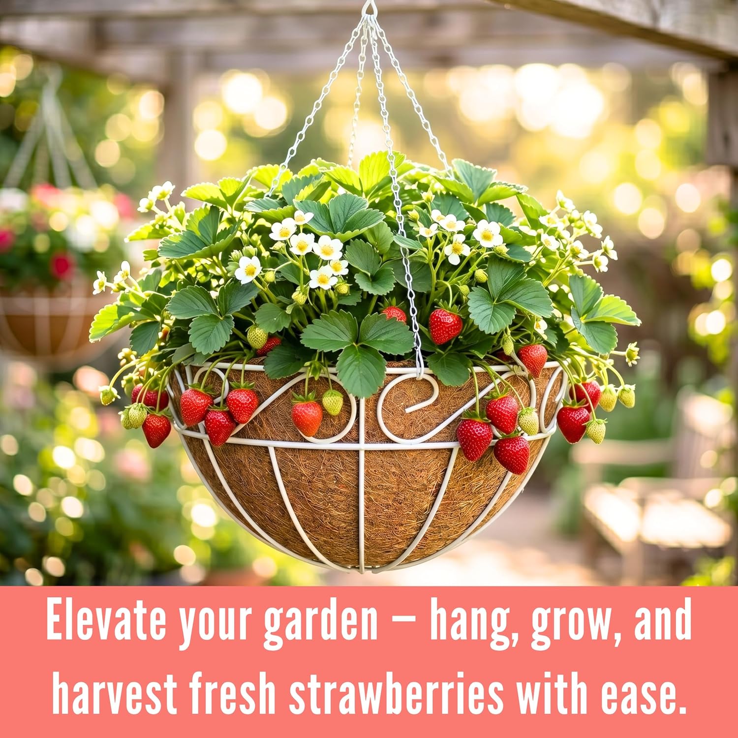 4 Pack White Metal Coco Liner Hanging Baskets