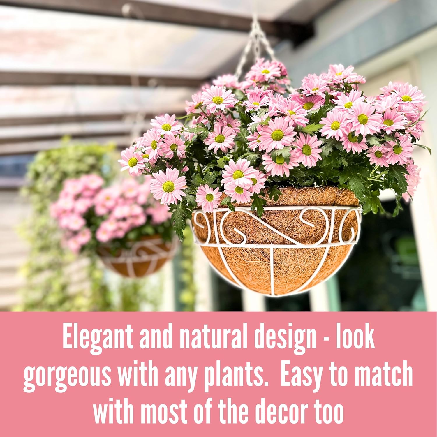 4 Pack White Metal Coco Liner Hanging Baskets