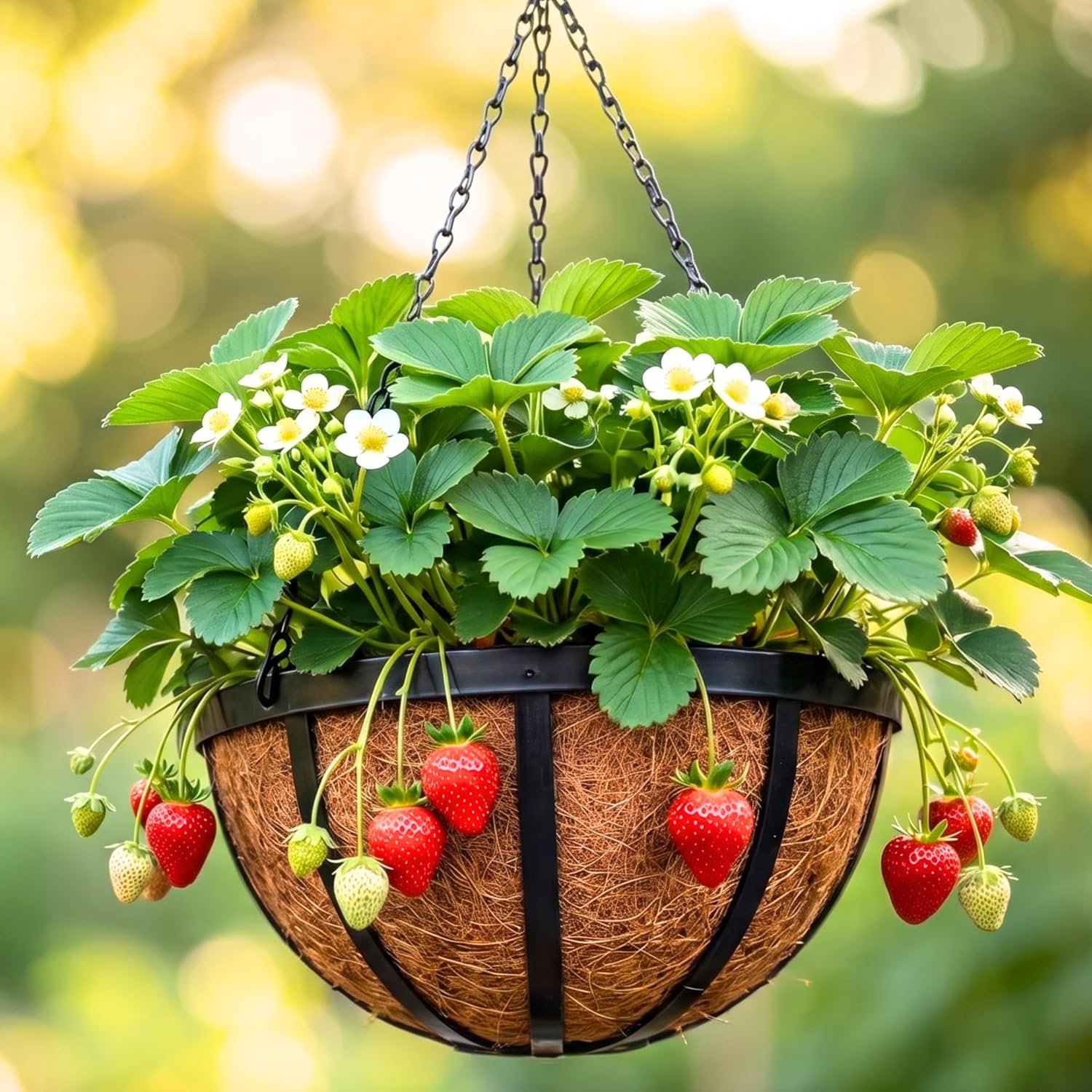 2 Pack 12 Inch Black Metal Coco Liner Hanging Baskets